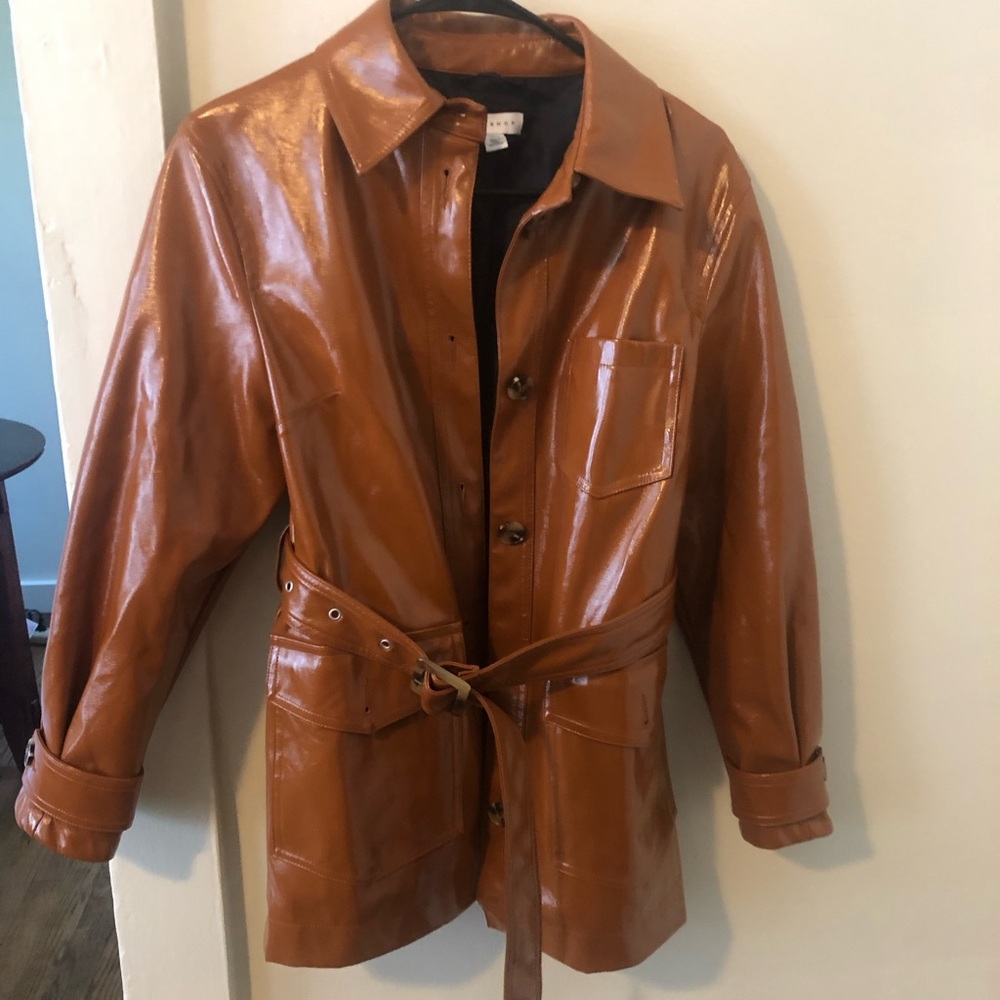 TopShop belted Brown Leather Jacket